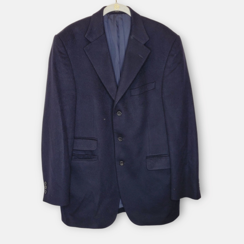 Daks London Mens 100% Cashmere Blazer Jacket US 40 Navy Blue